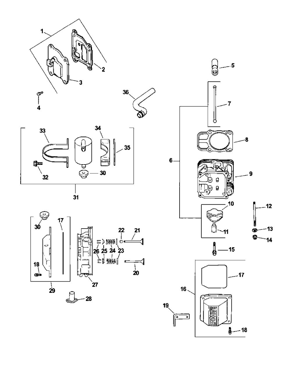 Cv745-0006 Head, Valve And Breather Diagram and Parts List for M60-KHEFI 53AB5HEX750-28-HP Cub Cadet Lawn Tractor